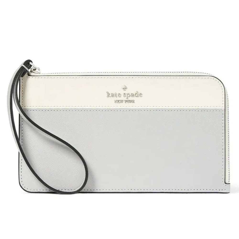 NWT Kate Spade White and Gray Wristlet